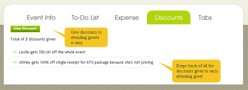 event discount management